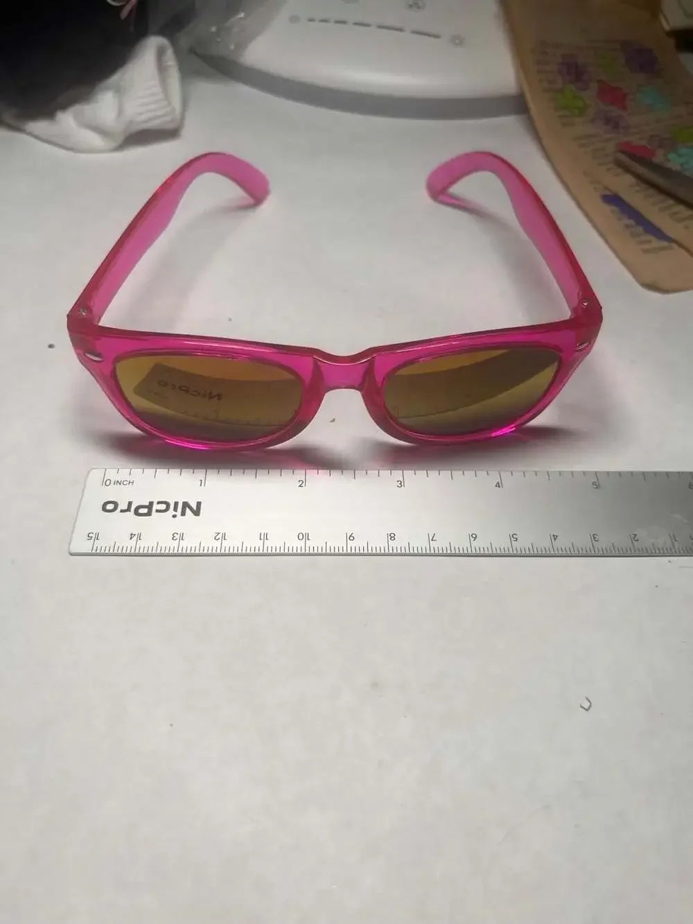 Kids’ Pink Translucent Wayfarer Style Sunglasses with Mirrored Lenses